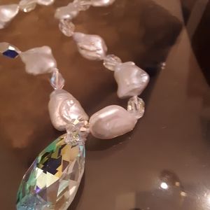 Crystal and pearl necklace